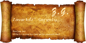 Zavarkó Gergely névjegykártya